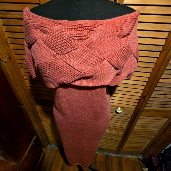 DUSTED ROSE, OFF THE SHOULDER, LONG SWEATER DRESS. PERFECT FOR HOLIDAY PARTIES! - Picture 2 of 8